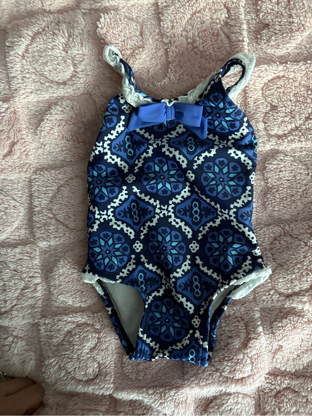 Janie and Jack Navy and White Printed Infant One-Piece